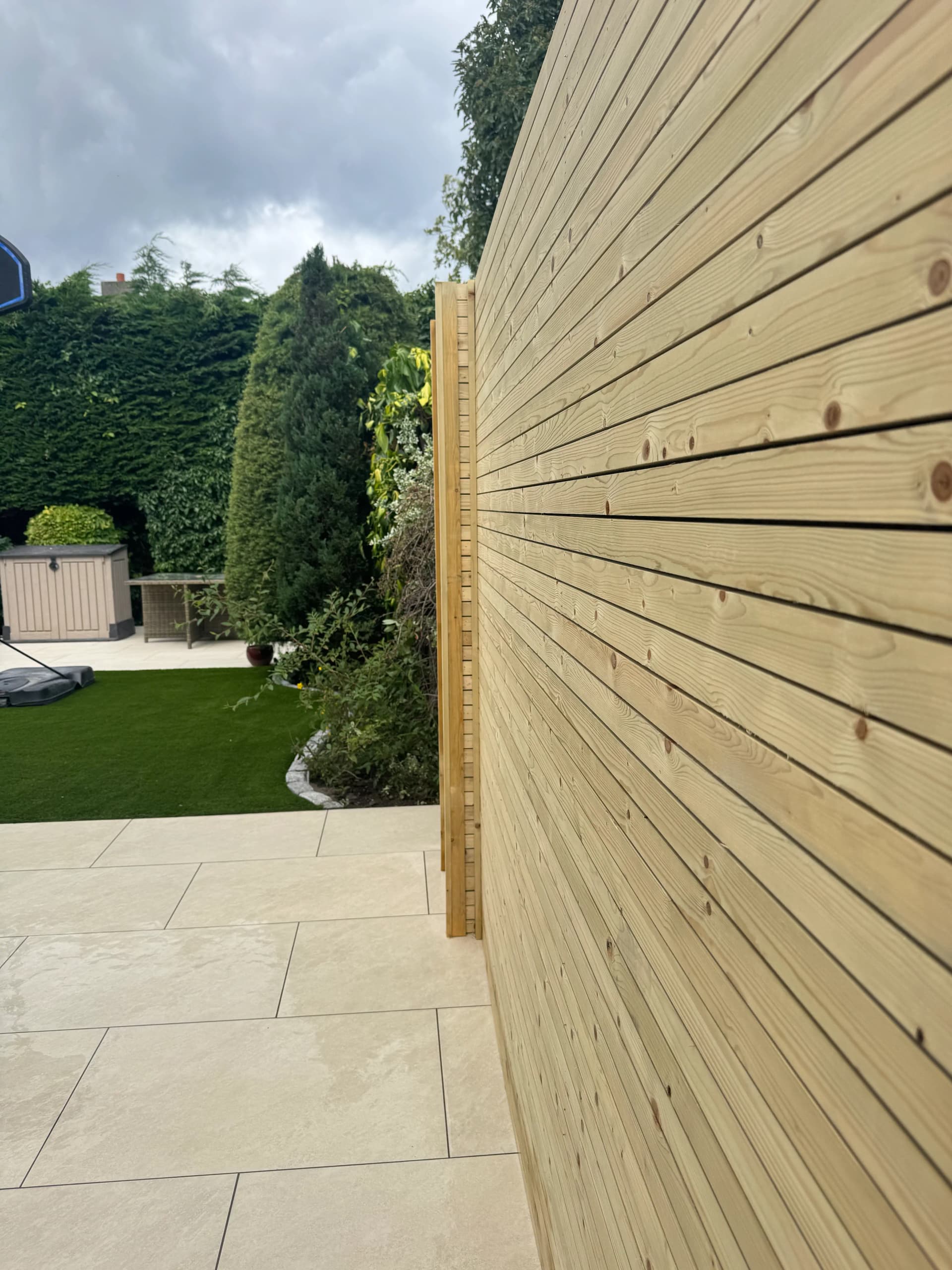 Close-up of horizontal timber fence boards