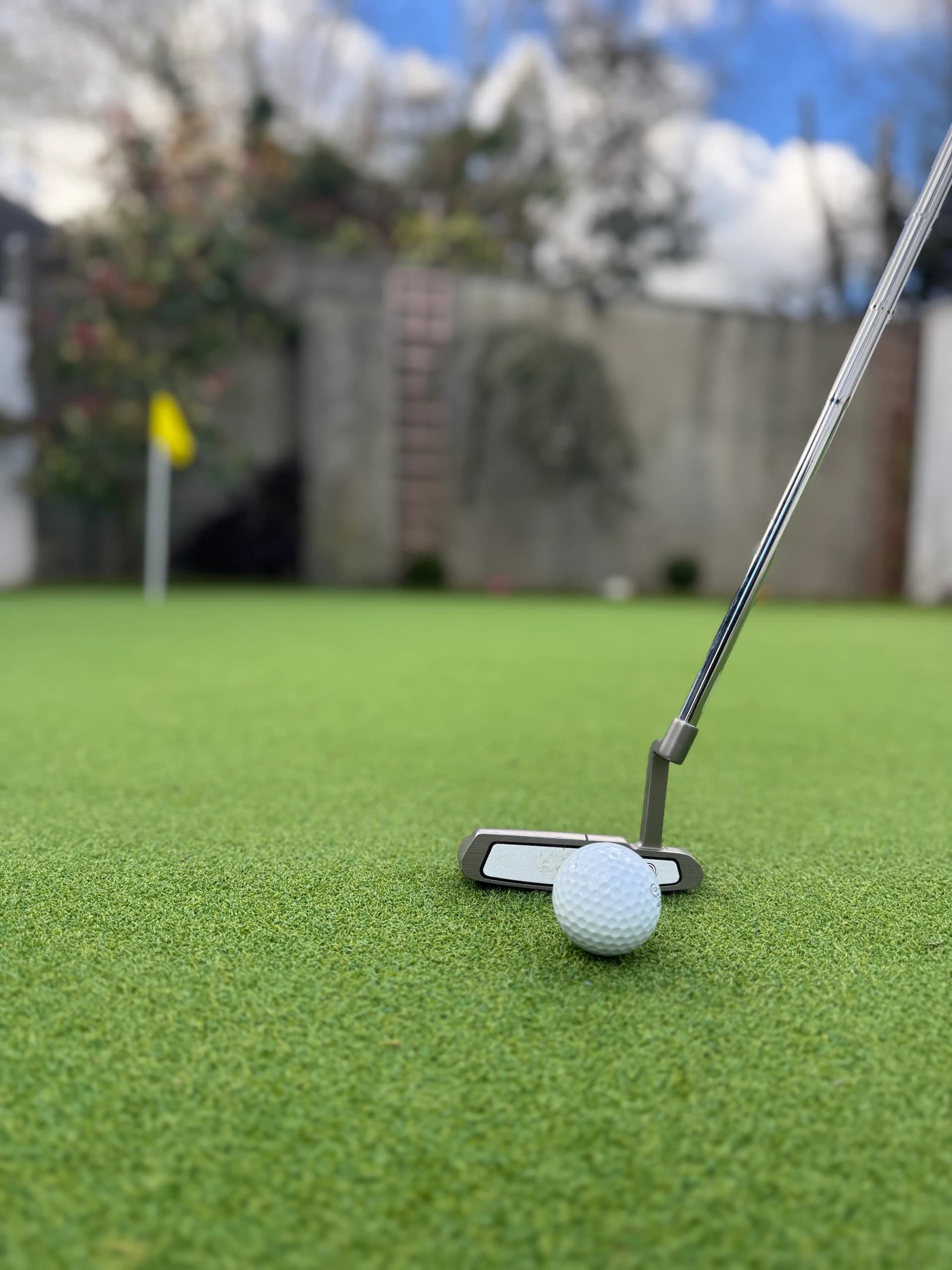 Back garden putting green with artificial turf