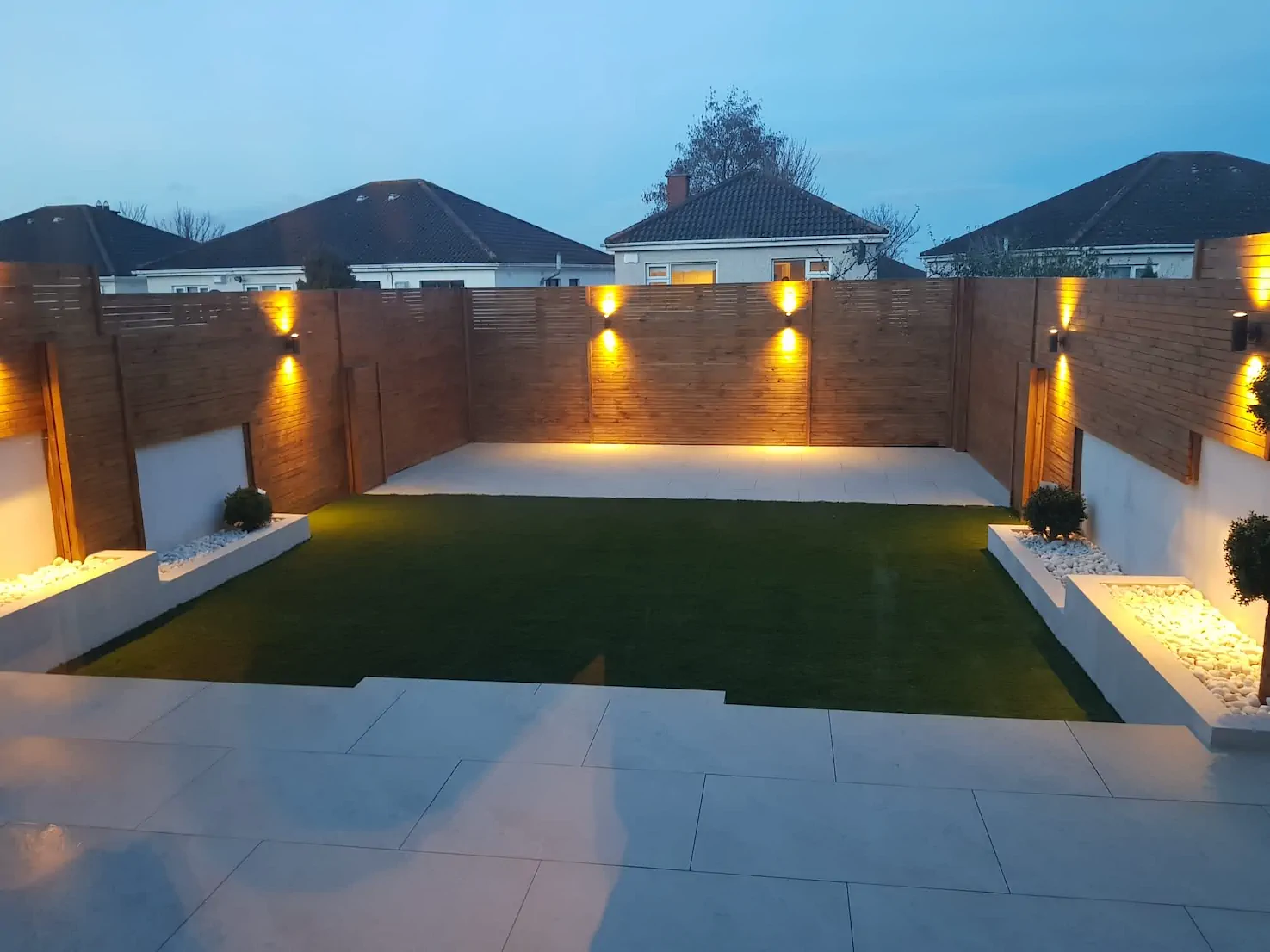 Outdoor garden lighting beside a patio