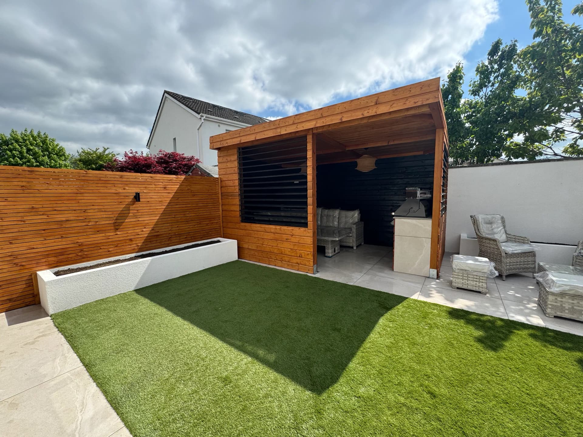 Premium low-maintenance garden with artificial grass