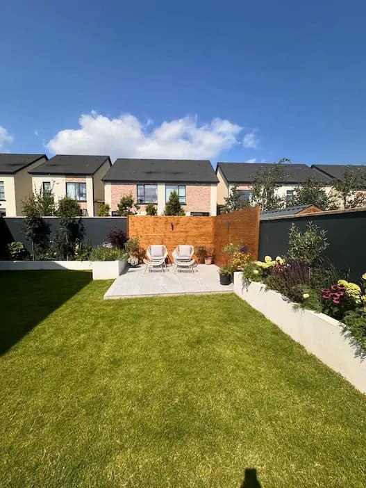 Natural turf grass in a family garden