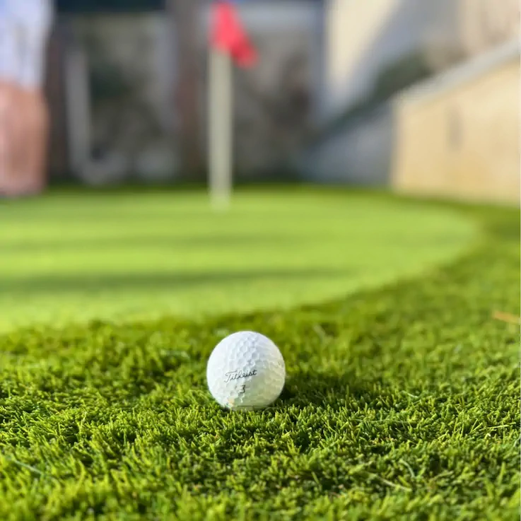 Back garden putting green made of artificial grass