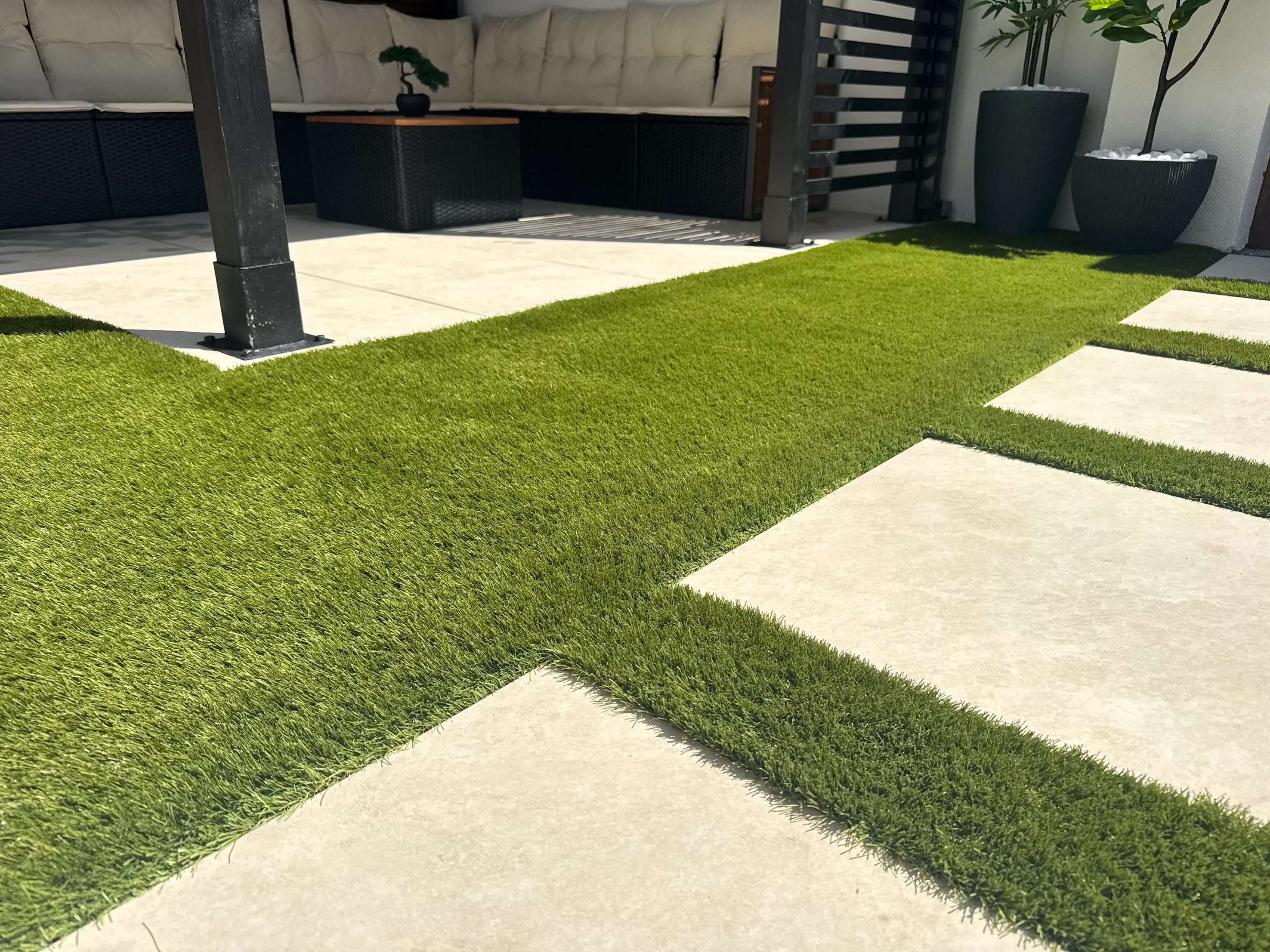 Artificial grass installed on a terrace and balcony