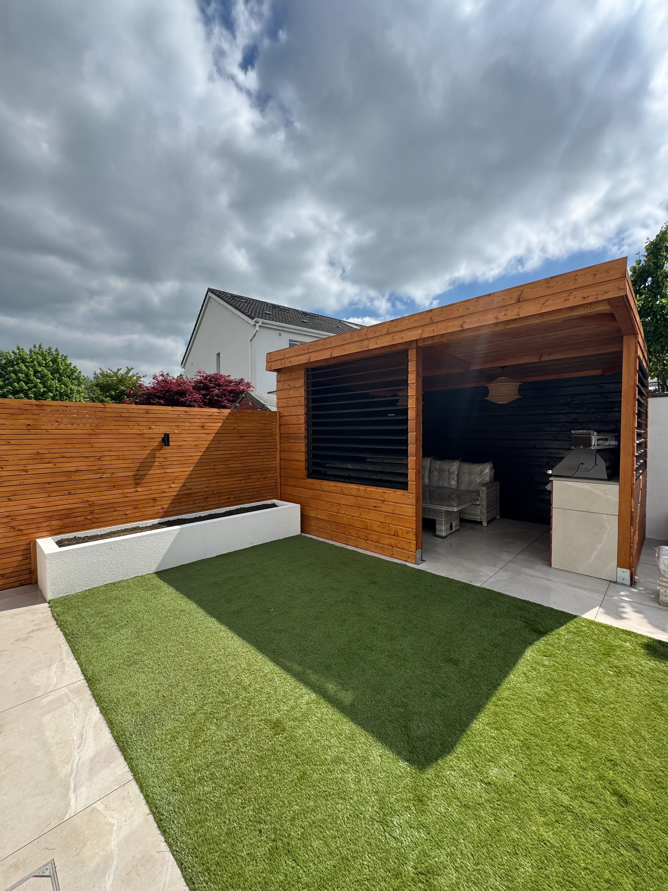 Flower beds in a family garden